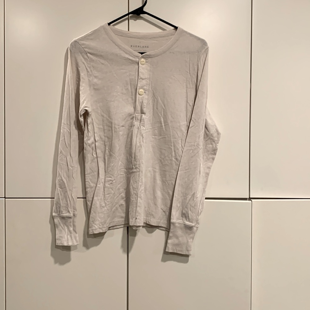Everlane Oatmeal Color Long Sleeve Henley Tee